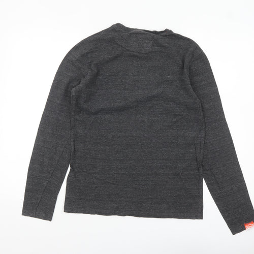 Superdry Men's Grey Long Sleeve Cotton Crew Neck Top Size S