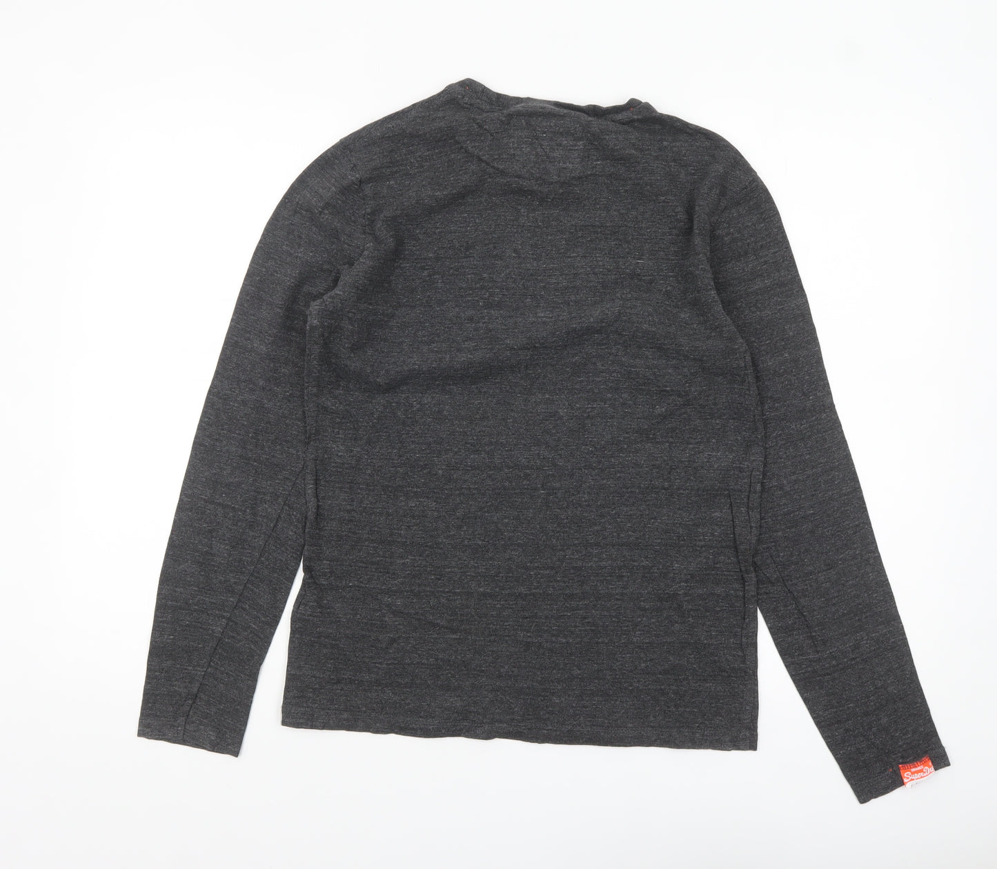 Superdry Men's Grey Long Sleeve Cotton Crew Neck Top Size S