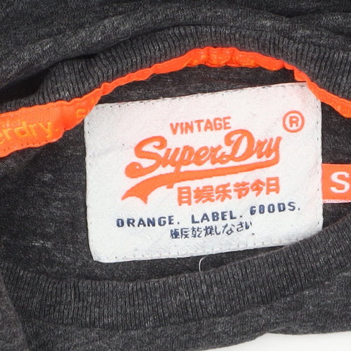 Superdry Men's Grey Long Sleeve Cotton Crew Neck Top Size S