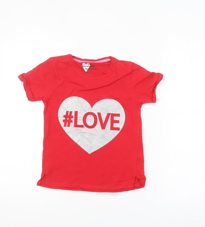 My Weekend Favourites Girls Red #LOVE Graphic T-Shirt Age 8 Years Cotton