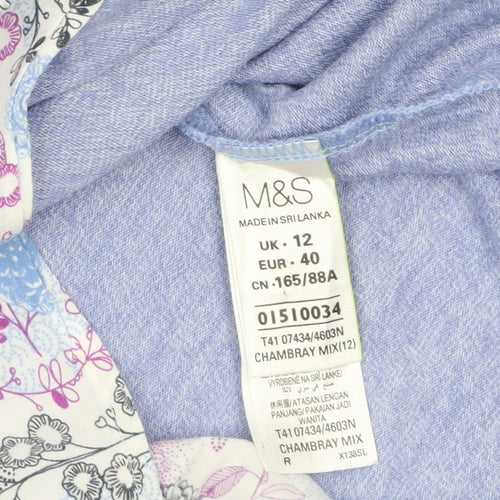 Marks and Spencer Women’s Purple 3/4 Sleeve Jersey Blouse Size 12