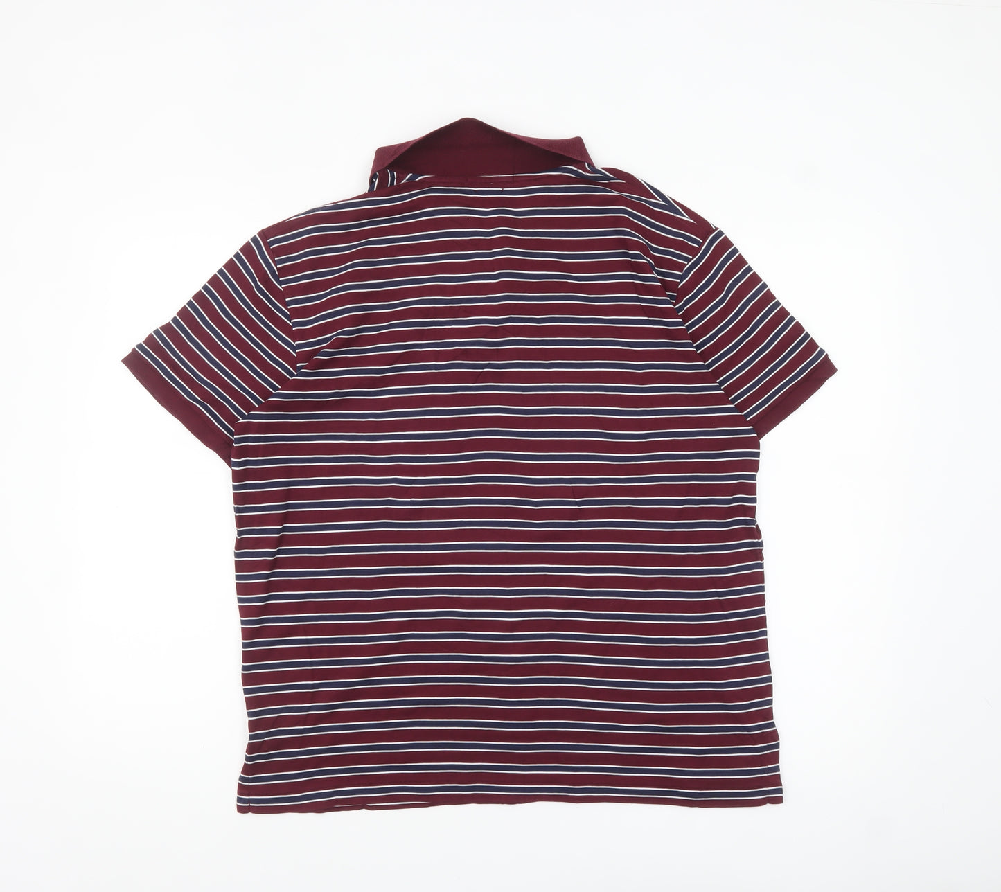 Ralph Lauren Men's Red Striped Custom Slim Fit Polo Shirt L
