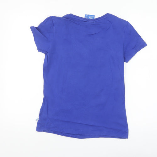 Adidas Women's Blue Graphic Logo T-Shirt Size 10 Short Sleeve Cotton