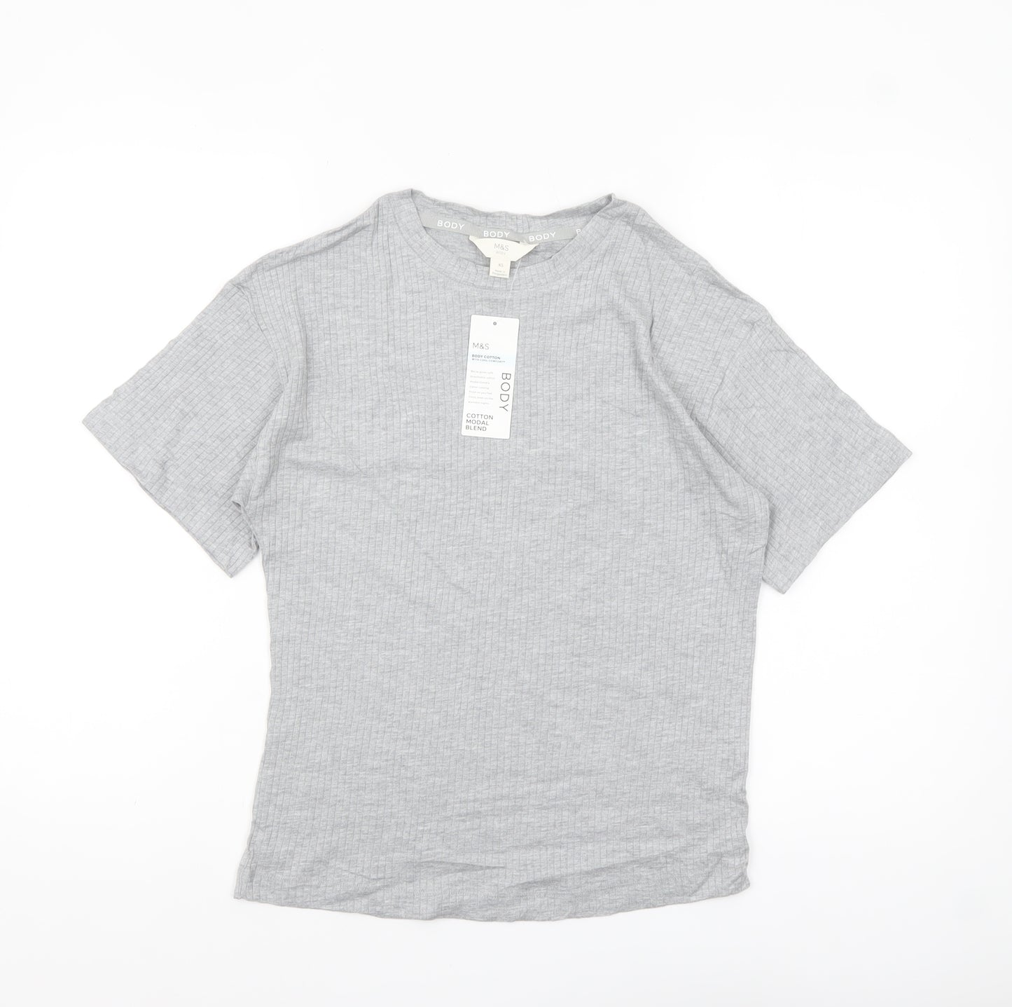 Marks and Spencer Women’s Grey Cotton Blend XS Short Sleeve T-Shirt