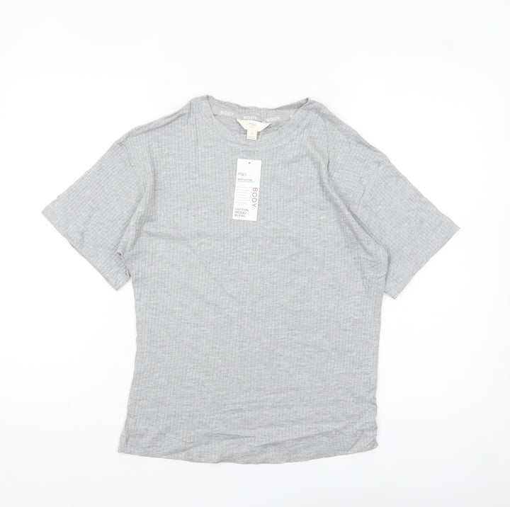 Marks and Spencer Women’s Grey Cotton Blend XS Short Sleeve T-Shirt