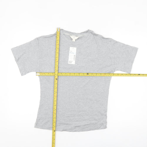 Marks and Spencer Women’s Grey Cotton Blend XS Short Sleeve T-Shirt