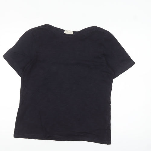 Phase Eight Women Black Cotton Basic Short Sleeve T-Shirt UK 12