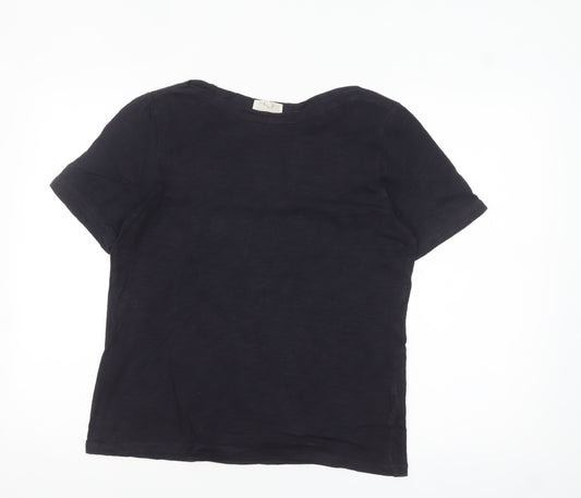 Phase Eight Women Black Cotton Basic Short Sleeve T-Shirt UK 12