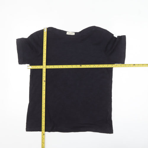 Phase Eight Women Black Cotton Basic Short Sleeve T-Shirt UK 12