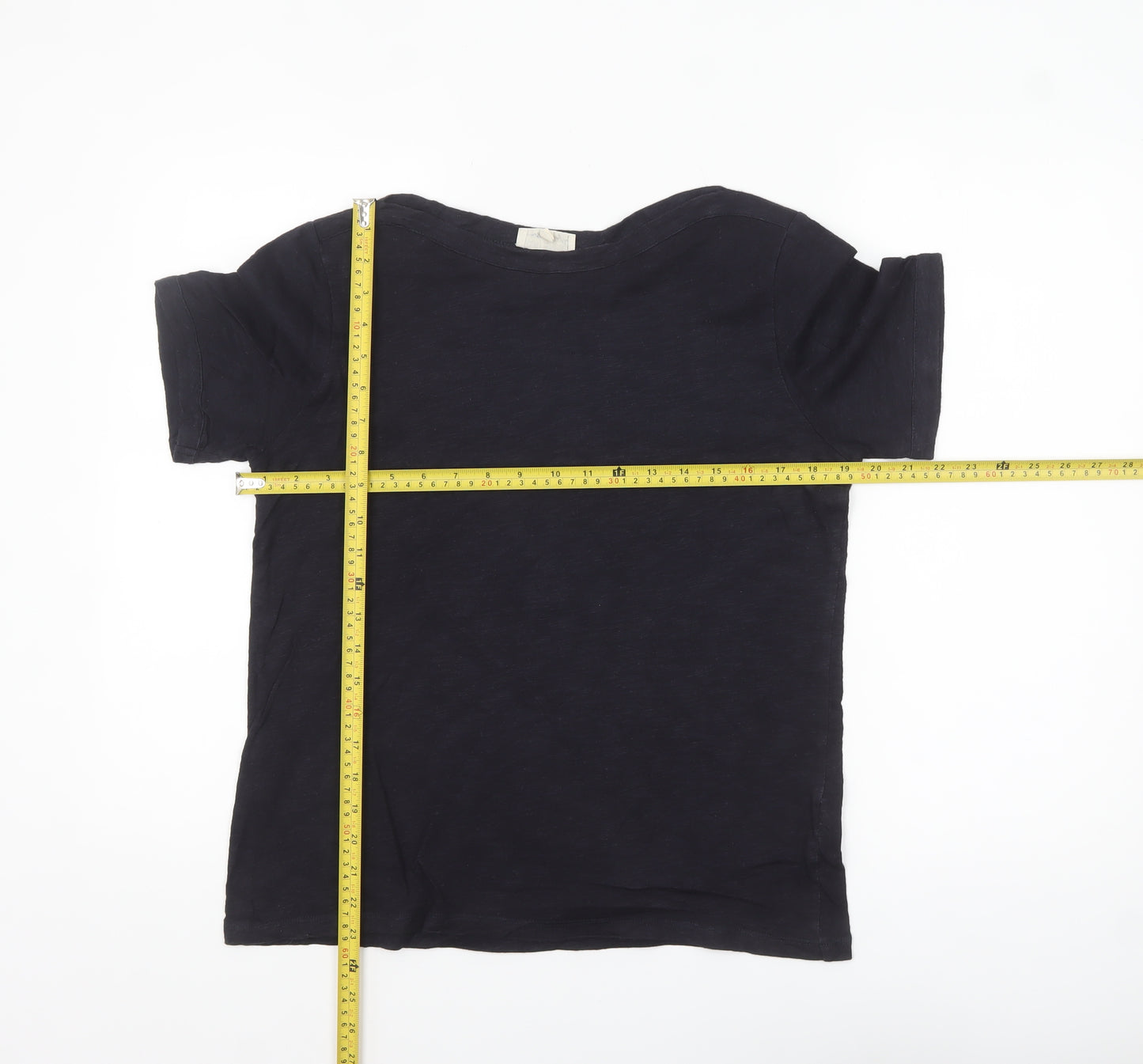 Phase Eight Women Black Cotton Basic Short Sleeve T-Shirt UK 12