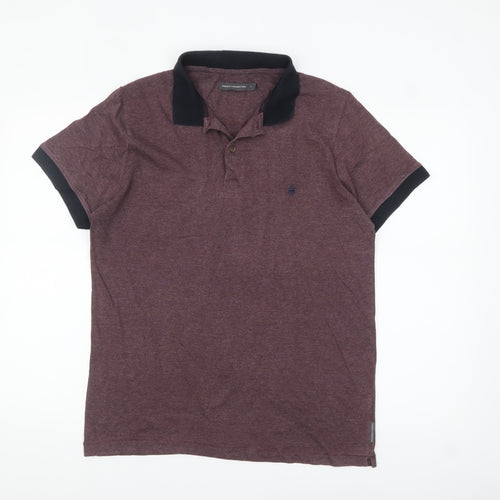 French Connection Men’s Brown Collared Polo Shirt Size L Cotton Blend