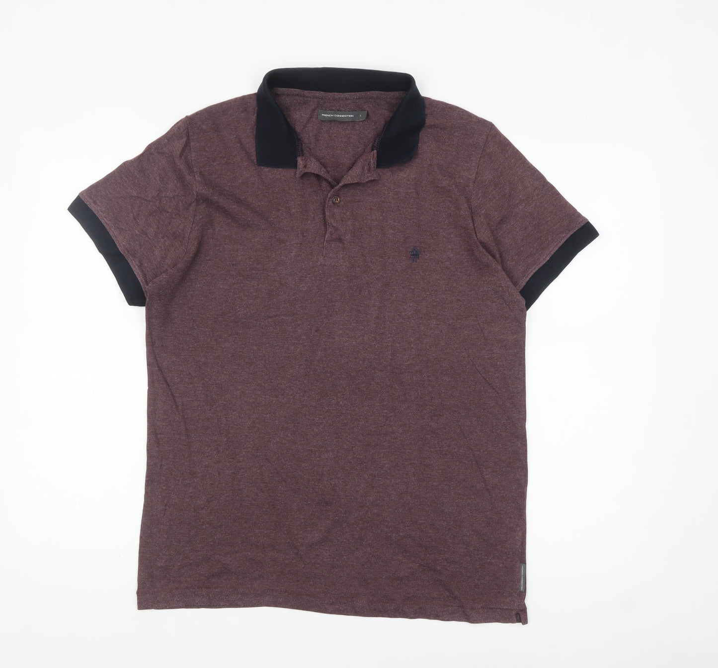 French Connection Men’s Brown Collared Polo Shirt Size L Cotton Blend