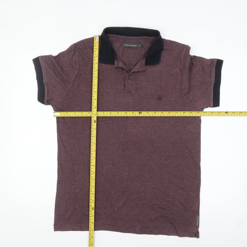 French Connection Men’s Brown Collared Polo Shirt Size L Cotton Blend