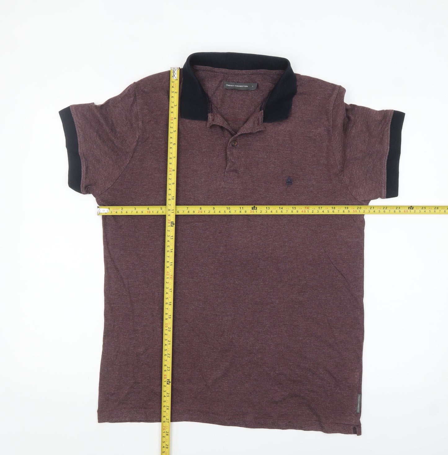 French Connection Men’s Brown Collared Polo Shirt Size L Cotton Blend