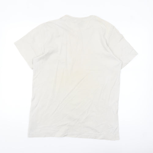 Adidas Men's Beige Trefoil Logo T-Shirt Size M Short Sleeve Cotton