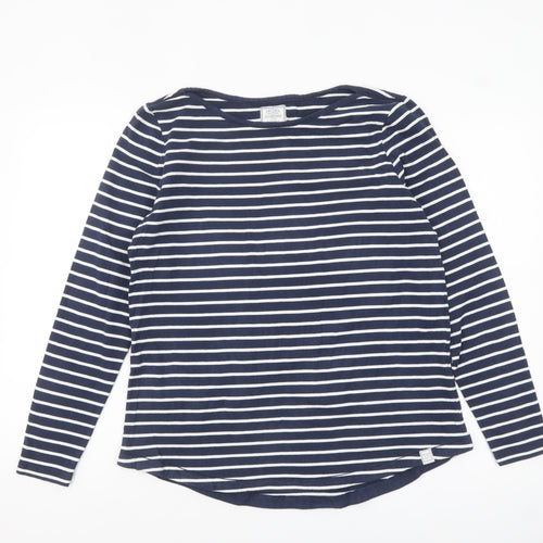 Fat Face Womens Blue Striped Long Sleeve Organic Cotton Breton T-Shirt Size 14