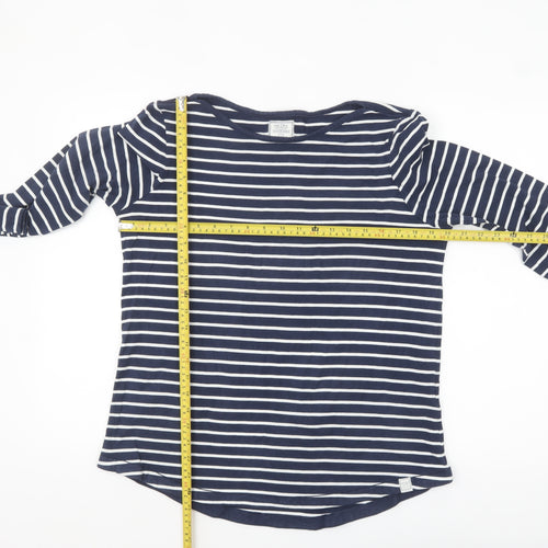 Fat Face Womens Blue Striped Long Sleeve Organic Cotton Breton T-Shirt Size 14