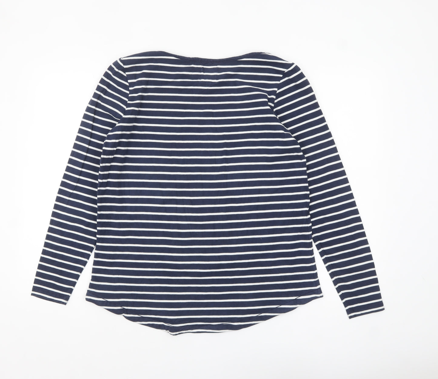 Fat Face Womens Blue Striped Long Sleeve Organic Cotton Breton T-Shirt Size 14