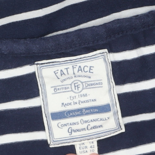 Fat Face Womens Blue Striped Long Sleeve Organic Cotton Breton T-Shirt Size 14