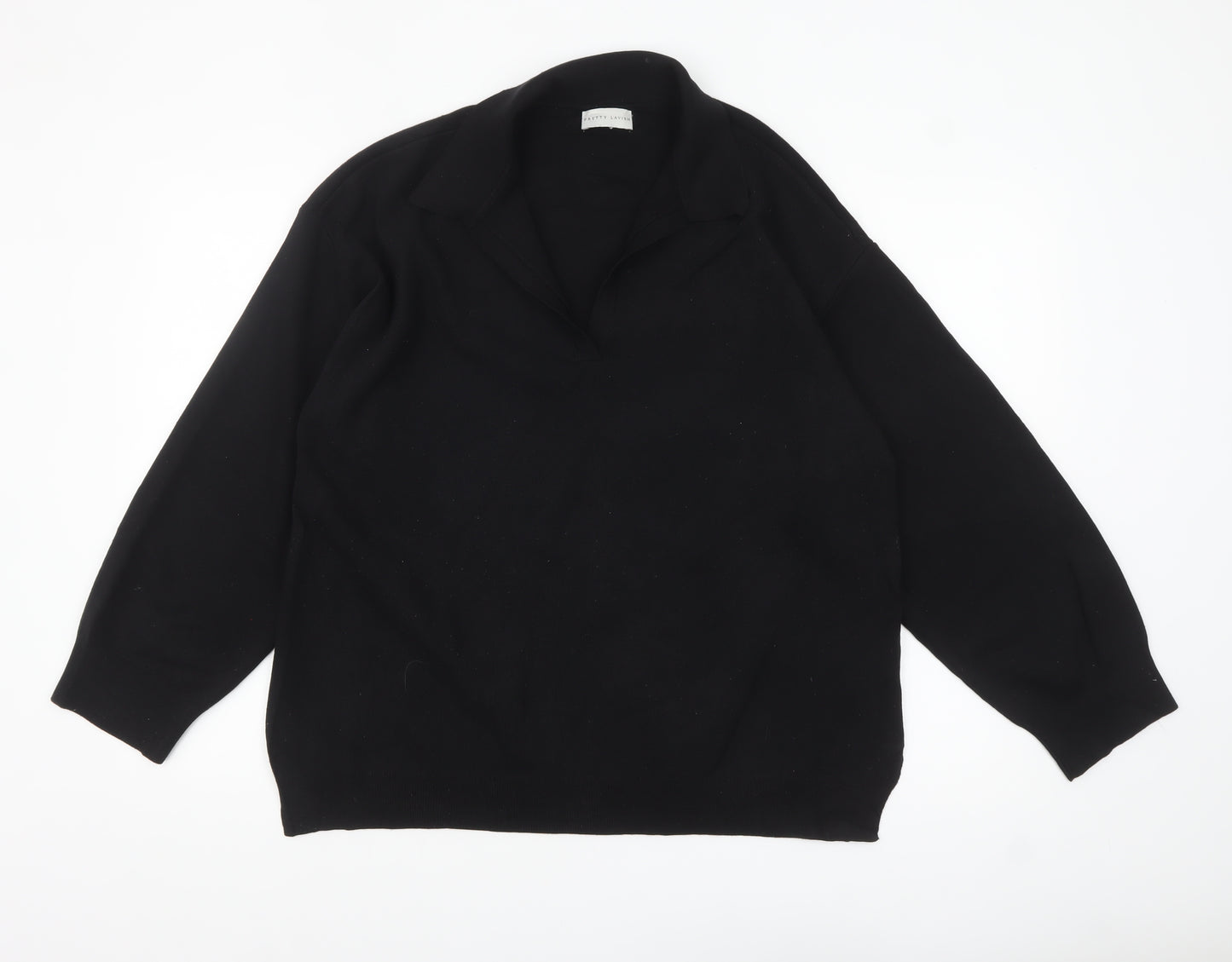 Pretty Lavish Women's Black Collared Pullover Jumper Size S