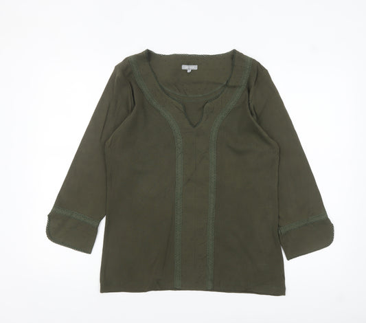 Marks and Spencer Per Una Women's Green Cotton Tunic Blouse Size 16