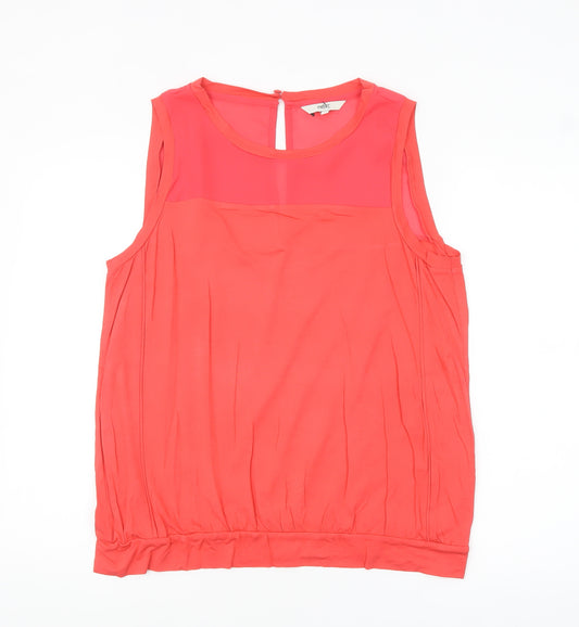 Next Women Coral Sleeveless Blouse UK 18 Basic Viscose Blend Top