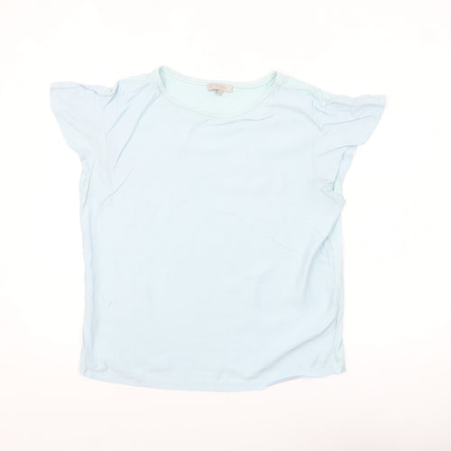 Hobbs Women Blue Modal Cotton Flutter Sleeve T-Shirt M