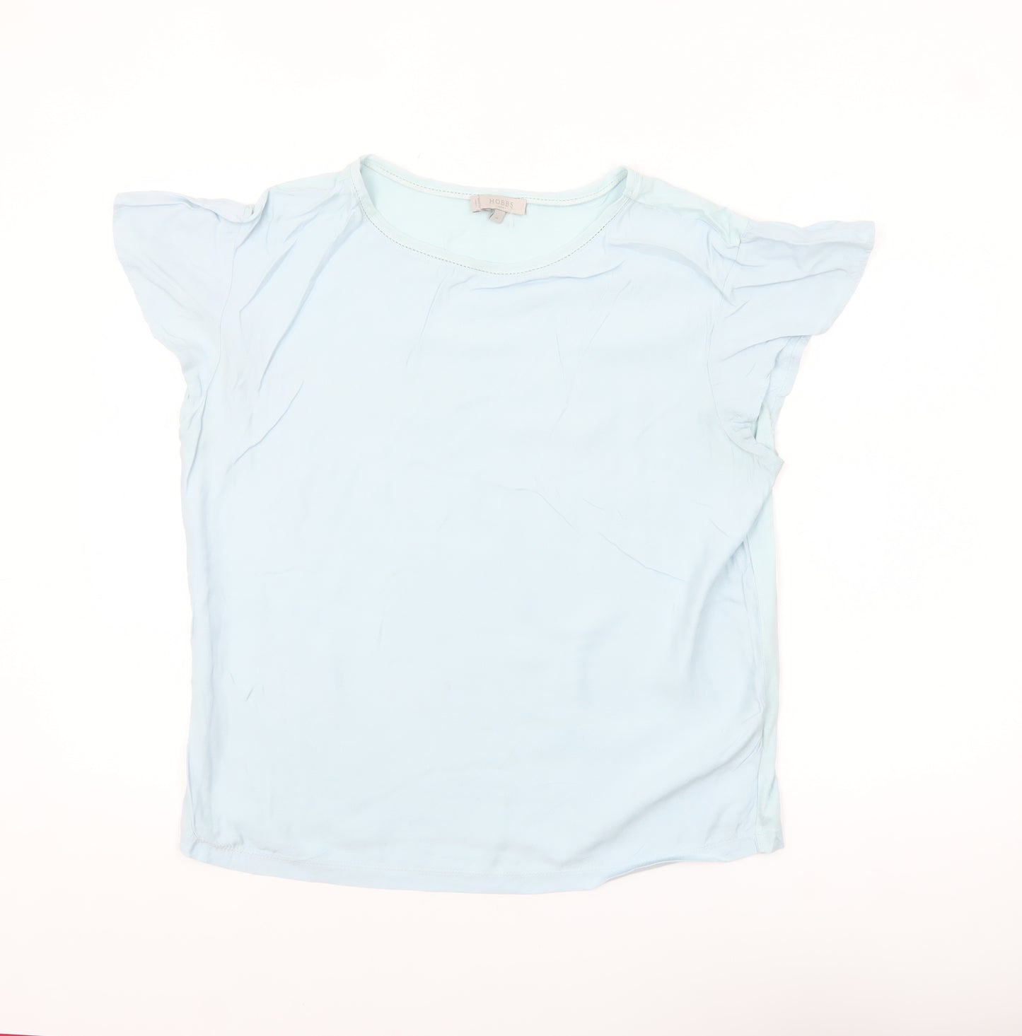 Hobbs Women Blue Modal Cotton Flutter Sleeve T-Shirt M