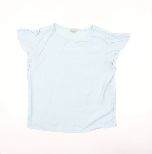 Hobbs Women Blue Modal Cotton Flutter Sleeve T-Shirt M