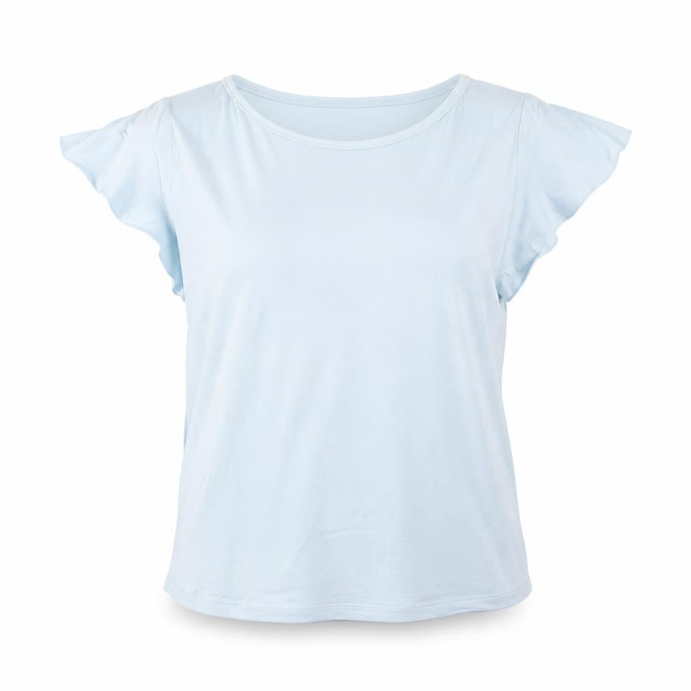 Hobbs Women Blue Modal Cotton Flutter Sleeve T-Shirt M