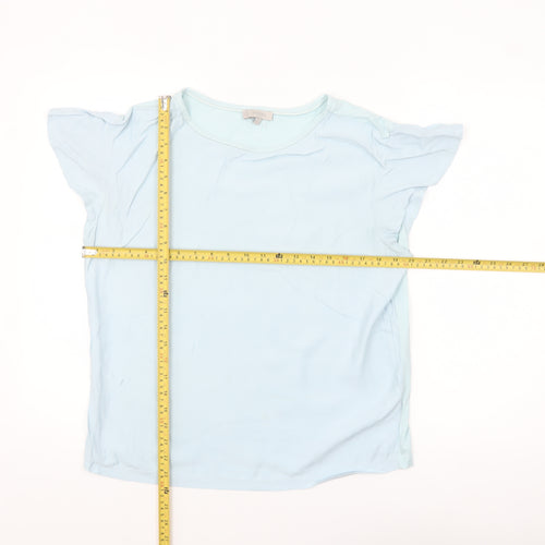 Hobbs Women Blue Modal Cotton Flutter Sleeve T-Shirt M