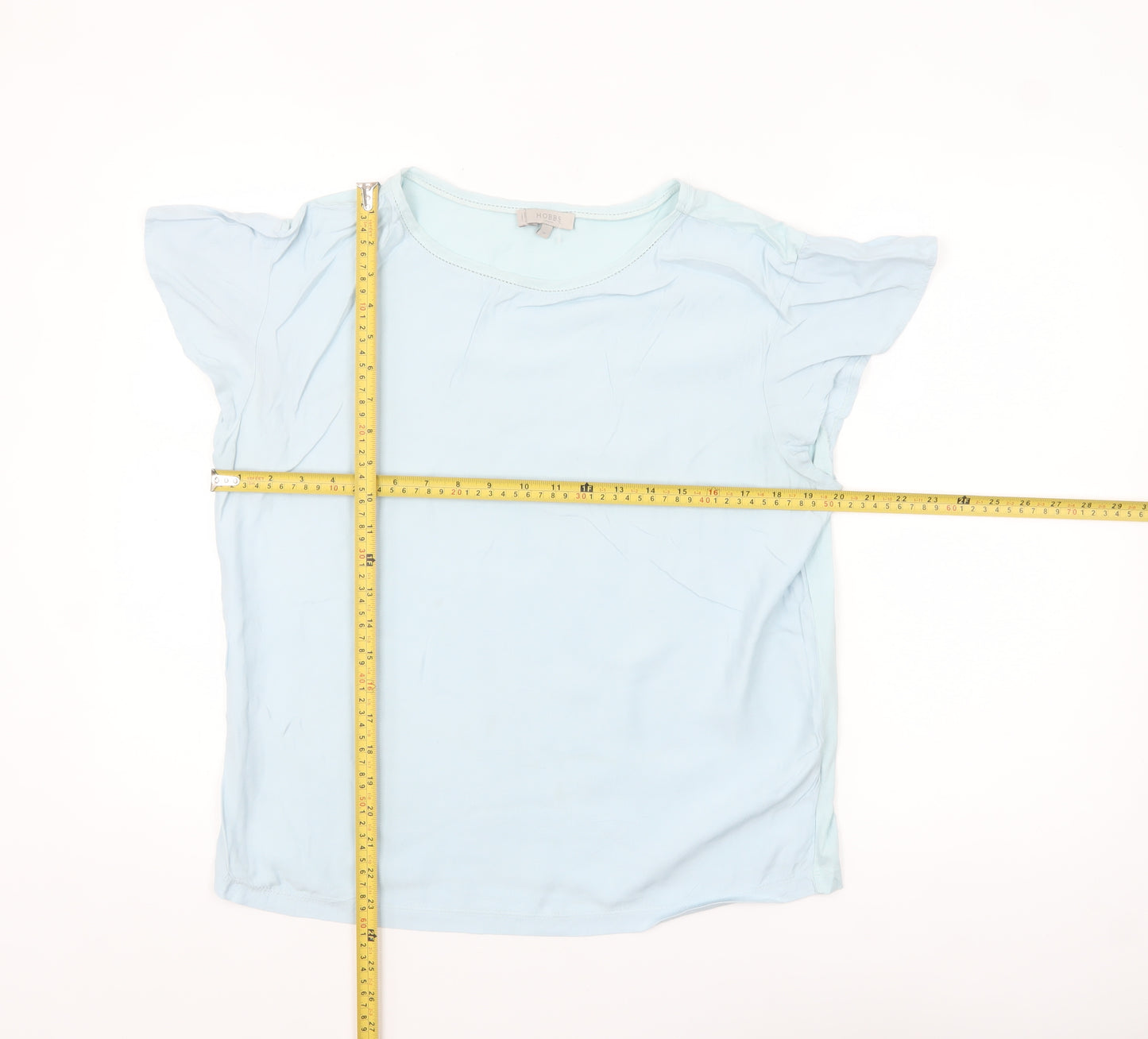 Hobbs Women Blue Modal Cotton Flutter Sleeve T-Shirt M