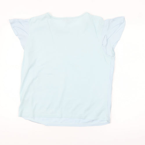 Hobbs Women Blue Modal Cotton Flutter Sleeve T-Shirt M