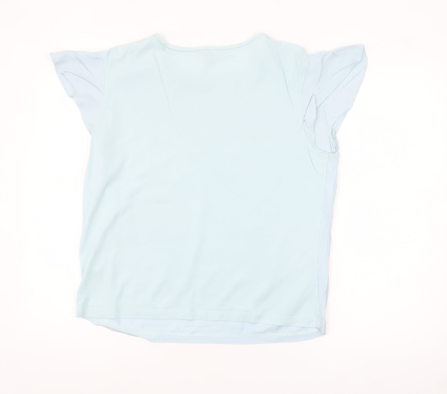 Hobbs Women Blue Modal Cotton Flutter Sleeve T-Shirt M