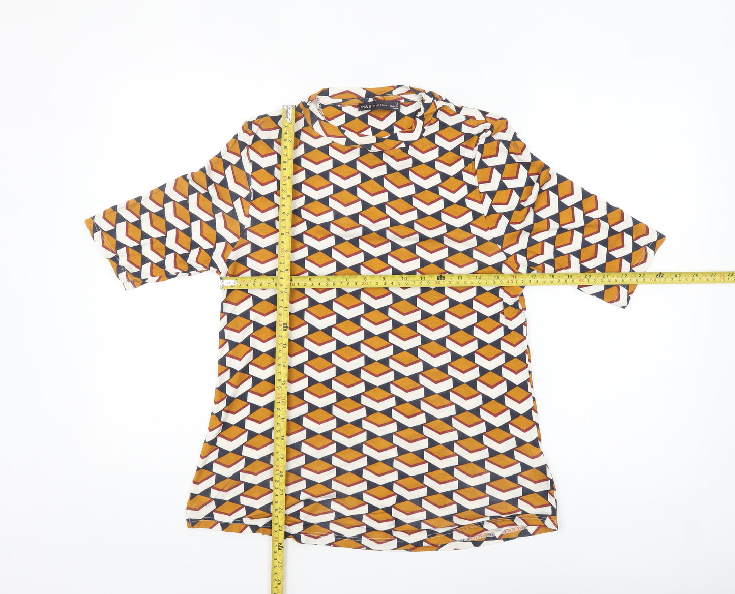 Marks and Spencer Womens Multicoloured Geometric Tunic Blouse Size 12