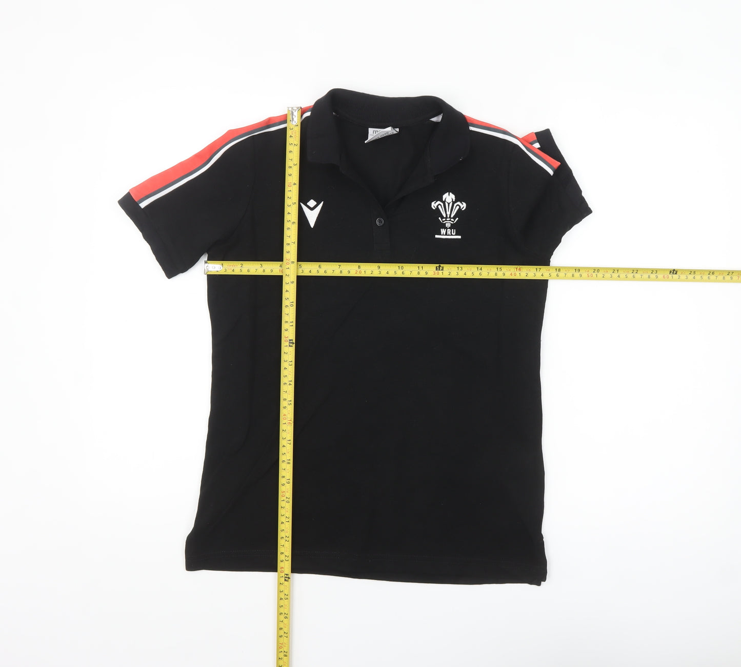 Macron Womens Black WRU Polo Shirt XS Short Sleeve Cotton Blend