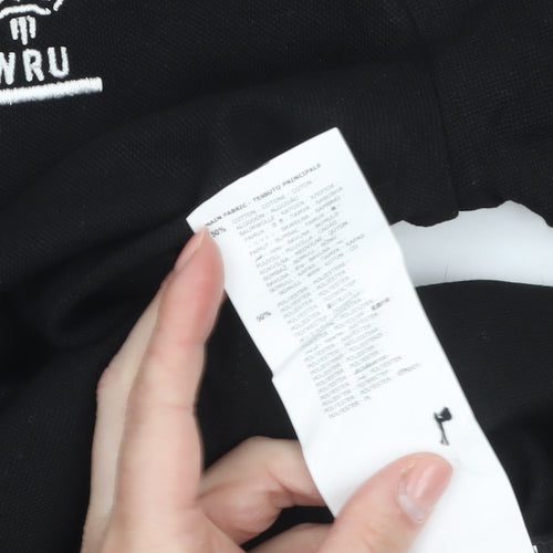 Macron Womens Black WRU Polo Shirt XS Short Sleeve Cotton Blend