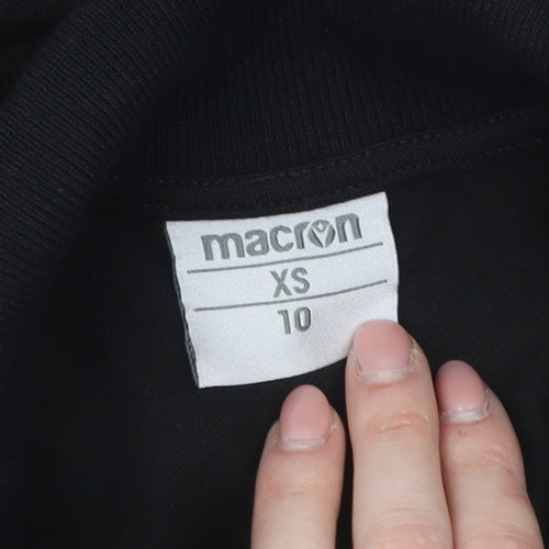 Macron Womens Black WRU Polo Shirt XS Short Sleeve Cotton Blend