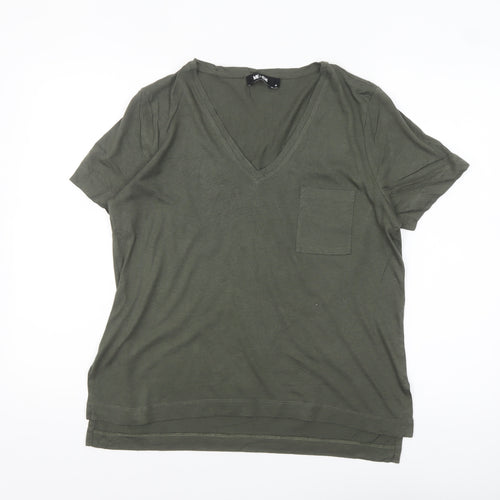 ME+EM Women Green V-Neck Short Sleeve Cotton Modal T-Shirt Size 14