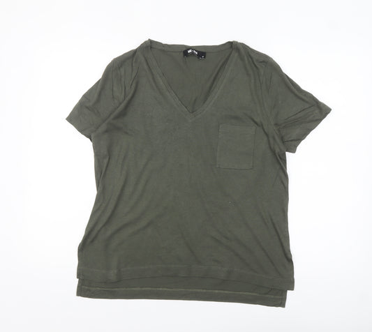 ME+EM Women Green V-Neck Short Sleeve Cotton Modal T-Shirt Size 14