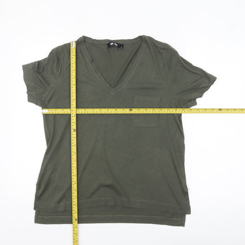 ME+EM Women Green V-Neck Short Sleeve Cotton Modal T-Shirt Size 14