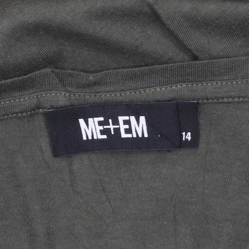 ME+EM Women Green V-Neck Short Sleeve Cotton Modal T-Shirt Size 14