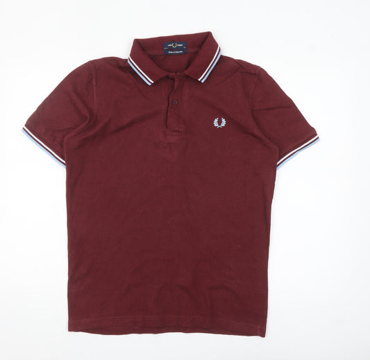 Fred Perry Men's Red Slim Fit Cotton Polo Shirt Size L