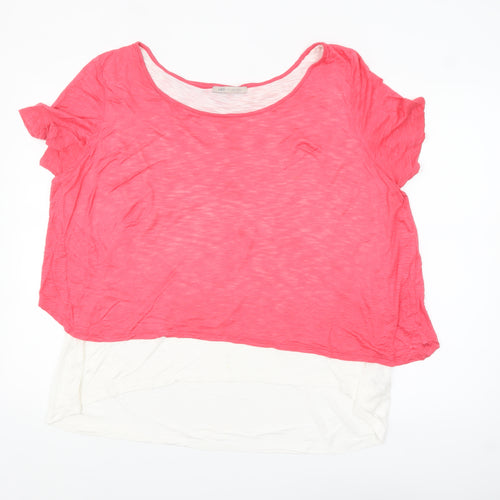 Marks and Spencer Womens Pink Colourblock Relaxed T-Shirt Size 18