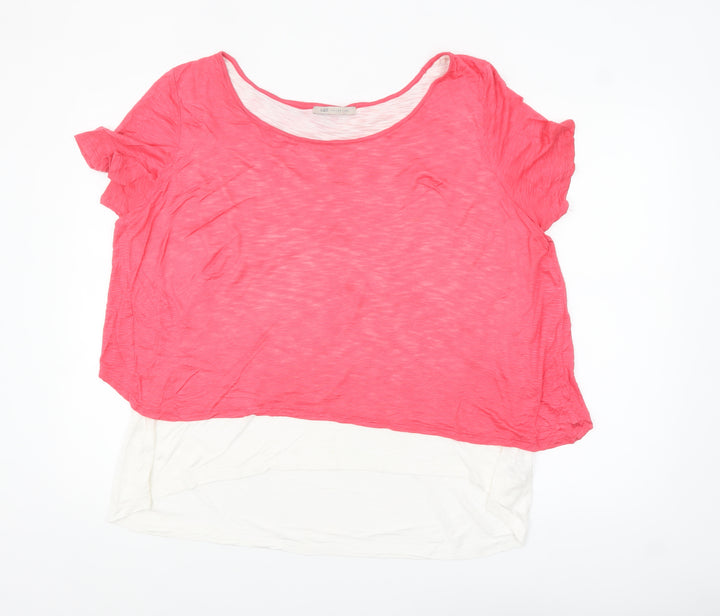 Marks and Spencer Womens Pink Colourblock Relaxed T-Shirt Size 18