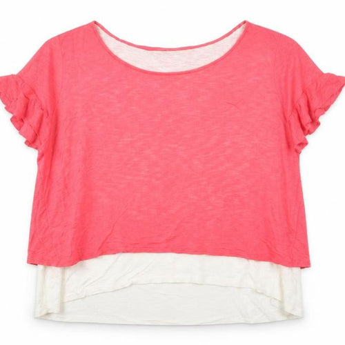 Marks and Spencer Womens Pink Colourblock Relaxed T-Shirt Size 18