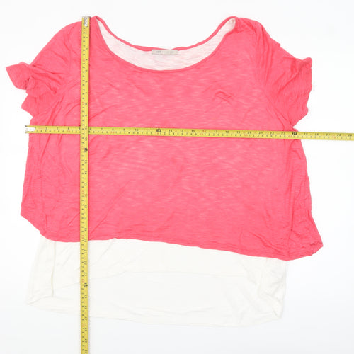 Marks and Spencer Womens Pink Colourblock Relaxed T-Shirt Size 18