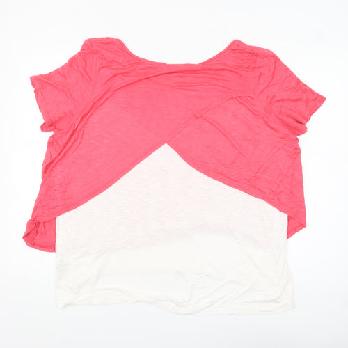 Marks and Spencer Womens Pink Colourblock Relaxed T-Shirt Size 18