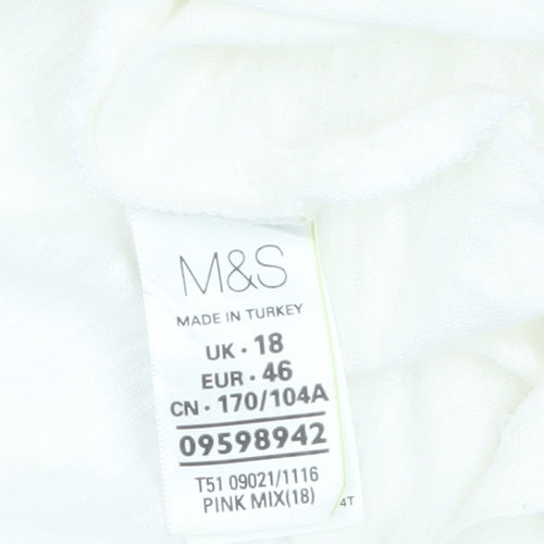 Marks and Spencer Womens Pink Colourblock Relaxed T-Shirt Size 18