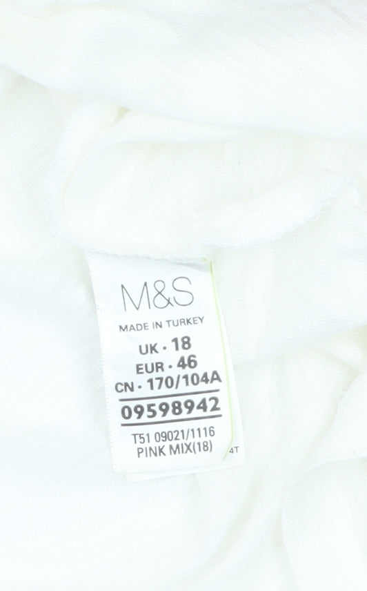 Marks and Spencer Womens Pink Colourblock Relaxed T-Shirt Size 18